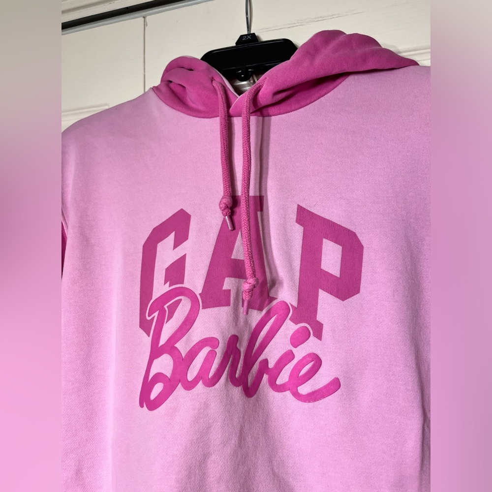 Gap x Barbie Pink Colourblock Hoodie Sweatshirt - Picture 4 of 7